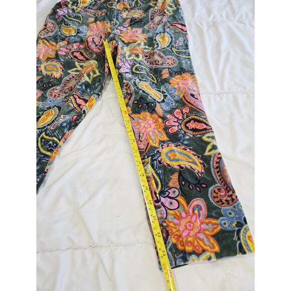 Boden Paisley Print Cropped Trousers Pants Women Sz 12R Satin High Waist Pockets - Picture 5 of 9